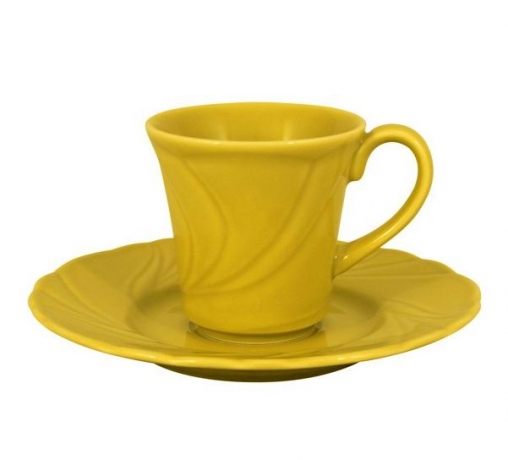 Чашка с блюдцем (жёлтая) Troya, 0,15 л, Kutahya