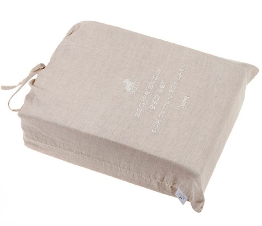 Комплект постельного белья "LINEN", 50%лен/50%хлопок, 150х210+220x240+50х70см. натуральный, Bovi