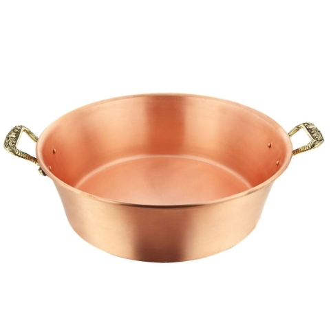 Таз, 6 л. медный с латун. ручк. "Ягоды"