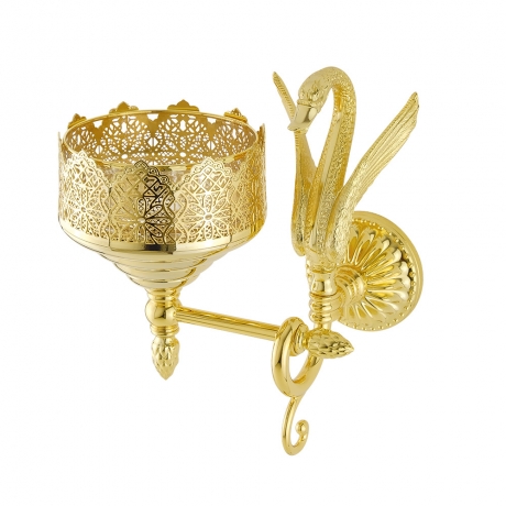 Мыльница настенная Лебедь Luxor, стекло декор золото/золото