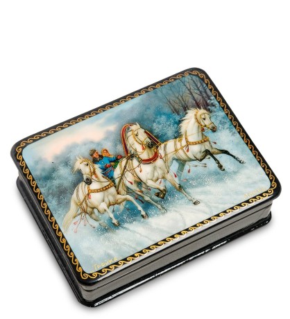 ШК-19/15-A Шкатулка в технике декупаж "Тройка" (10х8х3,5)