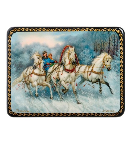 ШК-19/15-A Шкатулка в технике декупаж "Тройка" (10х8х3,5)