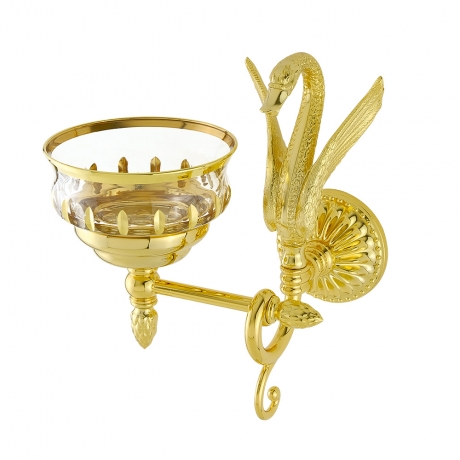 Мыльница настенная Лебедь Luxor, хрусталь декор золото/золото
