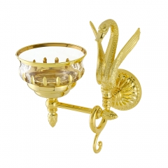 Мыльница настенная Лебедь Luxor, хрусталь декор золото/золото