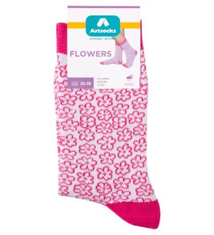 Носки женские Flowers ASW-0001 35-39 бел/роз (Artsocks)