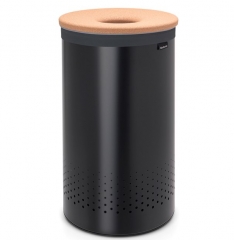 Бак для белья с пробковой крышкой (60 л), Черный матовый Brabantia