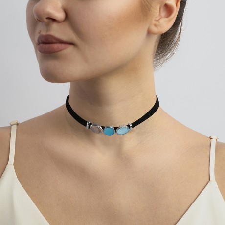 Чокер quartz rose/madre azul/opaline Possebon