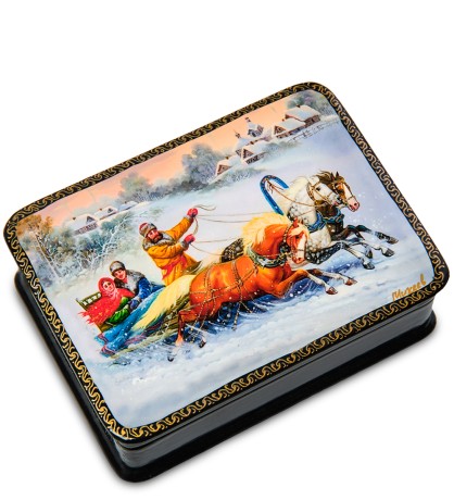 ШК-19/15-D Шкатулка в технике декупаж "Тройка" (10х8х3,5)