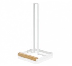 Держатель для бумажных полотенец белый металл и дерево Andrea House