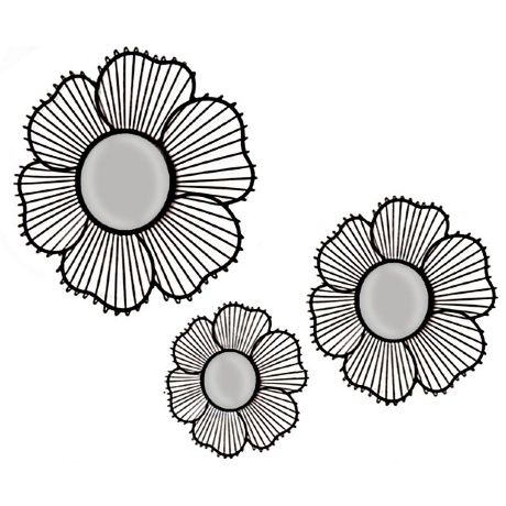 Зеркальное панно декоративное "Цветы" 3 штуки Bouquet