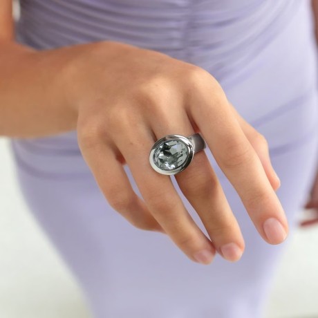 Кольцо TIVOLA big S black diamond 17.8 мм