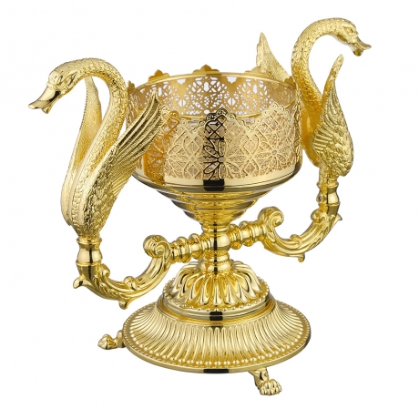 Мыльница настольная Лебеди Luxor, стекло декор золото/золото