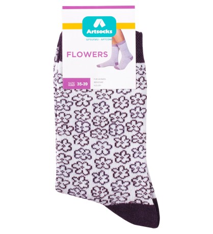 Носки женские Flowers ASW-0001 35-39 бел/фиолет (Artsocks)