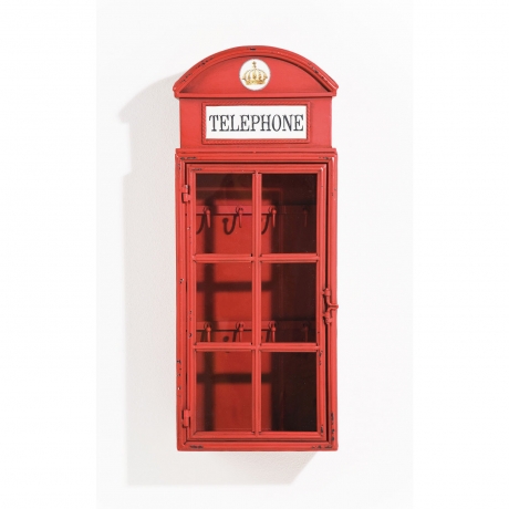 Ключница London Telephone, коллекция "Красная телефонная будка" 24*58*13, Сталь, Стекло, Красный