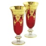 Бокалы для шампанского DINASTIA ROSSO, набор 2 шт. хрусталь красный/декор, золото 24К