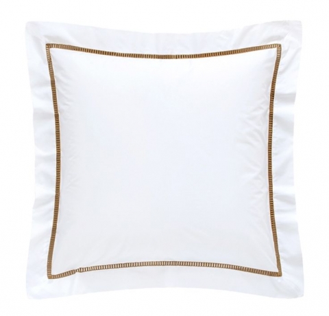 Наволочка с запахом "SAN MARCO", перкаль, 70х70 см. белый/золотой, BOVI
