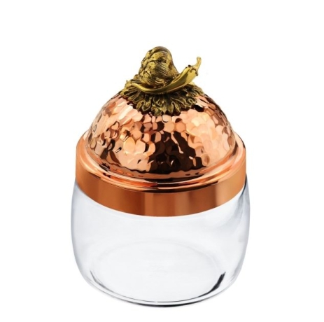 Банка под сыпучие продукты, 500 мл. "Чеснок" с медной кованой крышкой