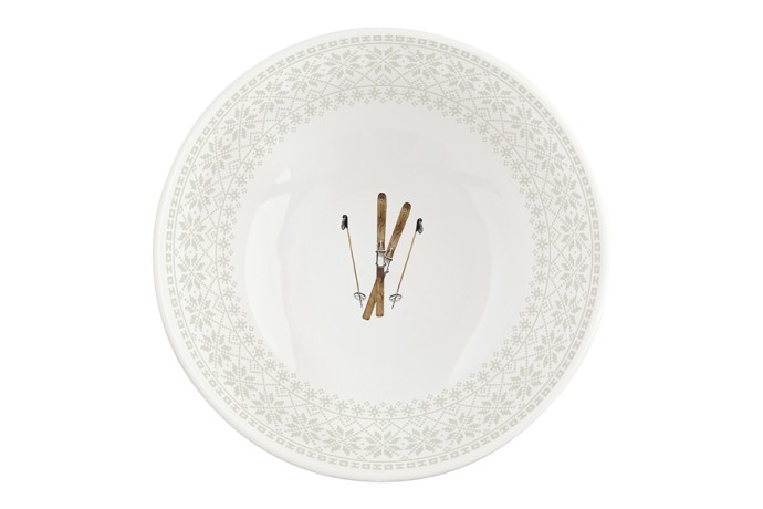 Салатник, 15х8 см, 600 мл, фарфор P, белый, Лыжники в горах, Chalet, Easy Life