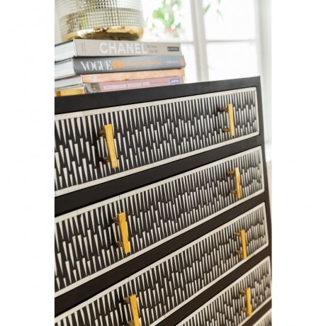 Комод Piano, коллекция "Пианино", ручная работа 60*89*48, МДФ, Верблюжья кость, Полирезин, Латунь, Коричневый