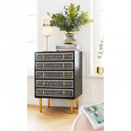 Комод Piano, коллекция "Пианино", ручная работа 60*89*48, МДФ, Верблюжья кость, Полирезин, Латунь, Коричневый