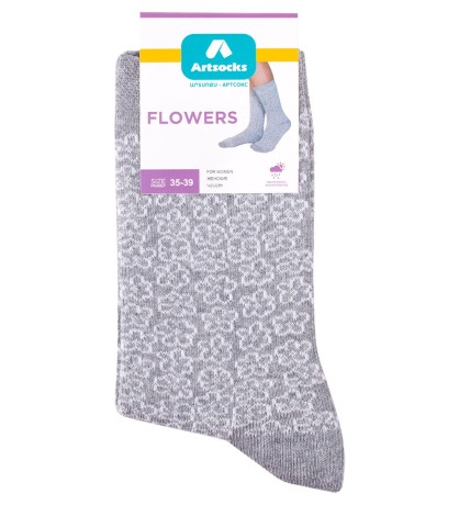 Носки женские Flowers ASW-0001  35-39 сер/бел (Artsocks)