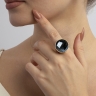 Кольцо pearl black agate 16.5 мм. K1155.4/16.5 BW/G Possebon