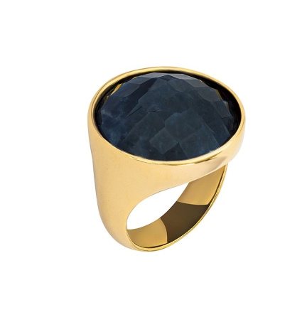 Кольцо pearl black agate 16.5 мм. K1155.4/16.5 BW/G Possebon