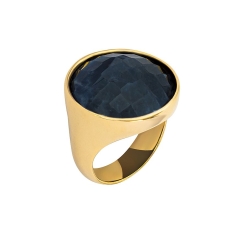 Кольцо pearl black agate 16.5 мм. K1155.4/16.5 BW/G Possebon