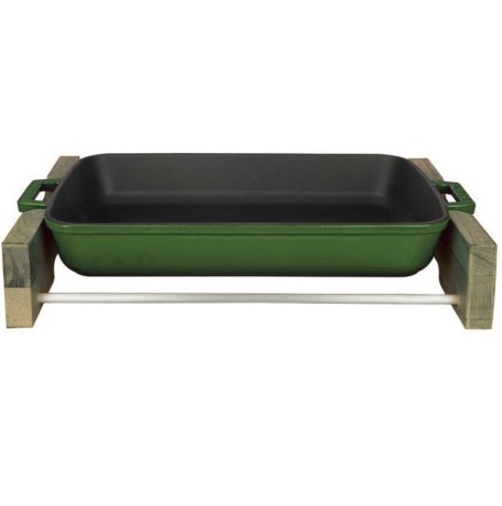 Прямоугольное блюдо 22х30 см. и деревянная подставка для сервировки зеленого цвета LAVA