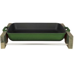 Прямоугольное блюдо 22х30 см. и деревянная подставка для сервировки зеленого цвета LAVA