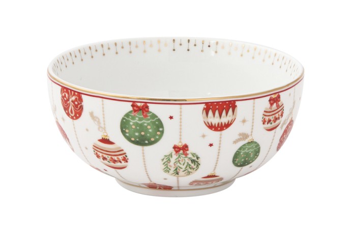 Салатник, 15х8 см, 600 мл, фарфор P, белый, Новогодние шары, Christmas Eve, Easy Life