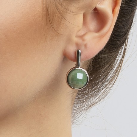 Серьги pearl green quartz A1993.16 G/S Possebon