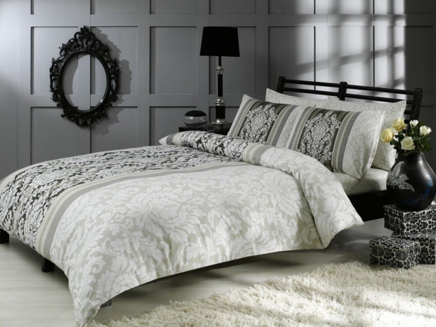 Комплект постельного белья TAC SATIN, 1,5 сп. Hazel, серый