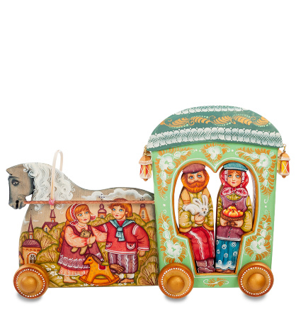 РД- 10/18 Фигурка резная "Прогулка" бол. художественная роспись