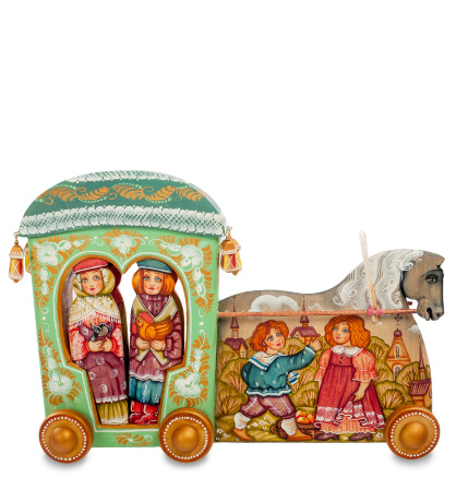 РД- 10/18 Фигурка резная "Прогулка" бол. художественная роспись