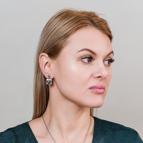 Серьги ENAMEL BLACK Fiore Luna