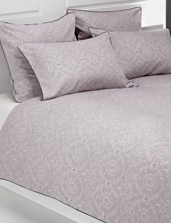 Комплект постельного белья "MEDALION 2", сатин-жаккард, 150х210+220x240+50х70см. баклажан/серый жемчуг, Bovi