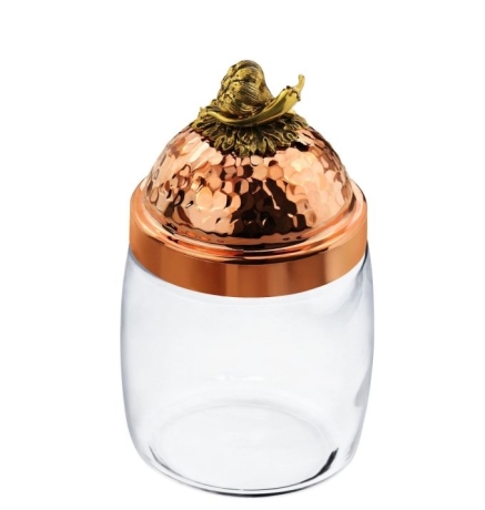 Банка под сыпучие продукты, 920 мл. "Чеснок" с медной кованой крышкой
