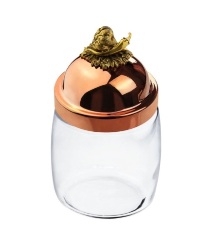 Банка под сыпучие продукты, 920 мл. "Чеснок" с медной крышкой