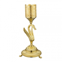 Подсвечник одинарный Лебедь Luxor, 35 см. золото