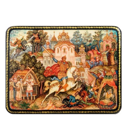 ШК-19/ 4-A Шкатулка в технике декупаж "Илья муромец" (10х8х3,5)