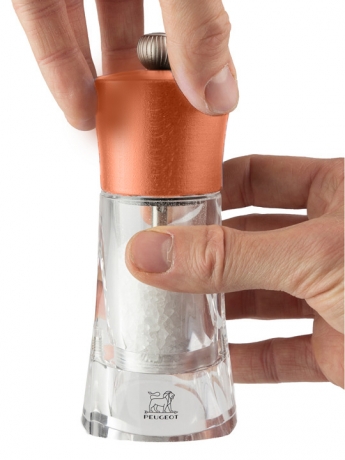 Мельница для соли, 14 см, оранжевый, акрил+дерево, OLERON Peugeot