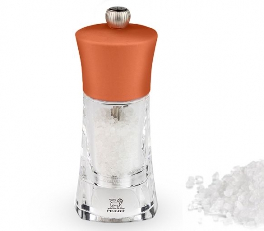 Мельница для соли, 14 см, оранжевый, акрил+дерево, OLERON Peugeot