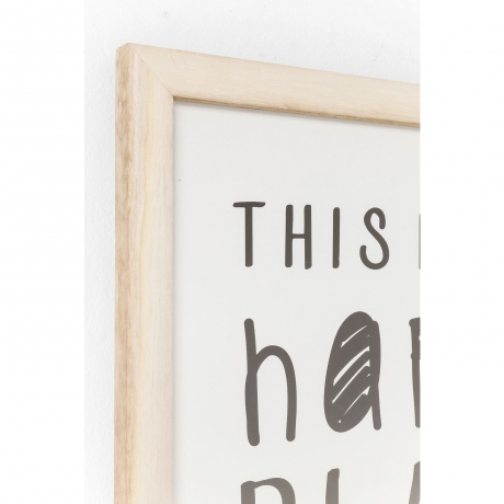 Картина в рамке My Happy Place, 38х50х2 см. Бумага, Стекло, Павловния, Сталь, Белый, Черный