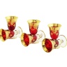 Рюмки DINASTIA ROSSO, набор 6 ш. хрусталь красный/декор, золото 24К