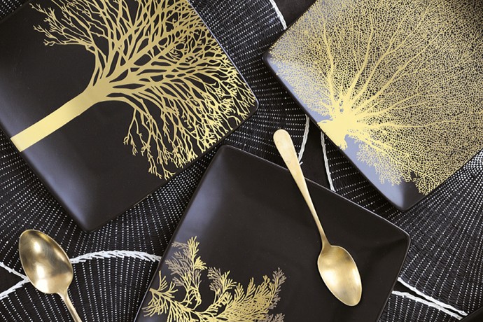 Набор тарелок Singapore, чёрный, 21x21 см. 4 шт. WD Lifestyle