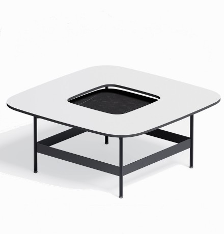 Журнальный столик Space S, 80x80x35,5 cм.​ белый/темный камень, Zahodi