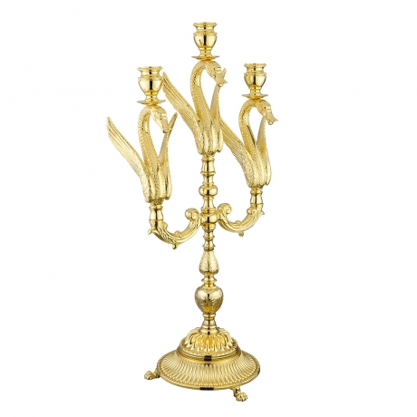 Подсвечник тройной Лебеди Luxor, 49x27 см. золото