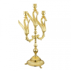 Подсвечник тройной Лебеди Luxor, 49x27 см. золото