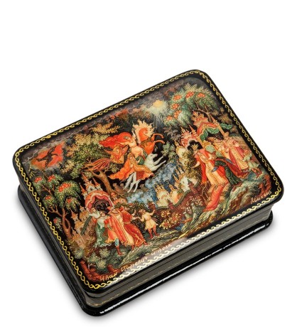 ШК-19/ 4-B Шкатулка в технике декупаж "Иван царевич и серый волк" (10х8х3,5)